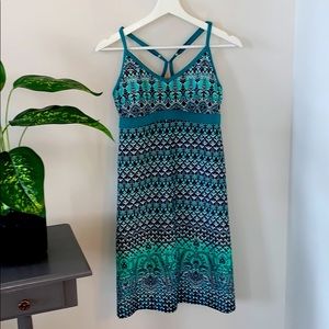 Athleta Shelf-Bra Patterned Dress, Aqua - Medium